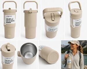 Simple Modern Trek Pivot 30 oz Insulated Tumbler with Handle – Beige/Tan